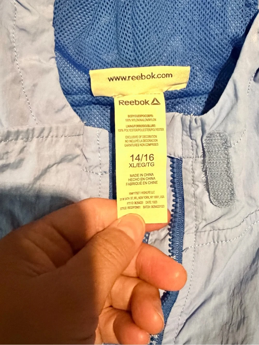 Reebok Lavender Hooded Kids Windbreaker Jacket